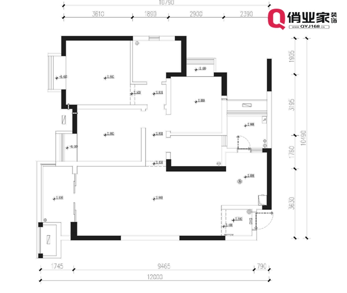 重庆俏业家装饰|保利高尔夫·华庭装修设计原始户型图