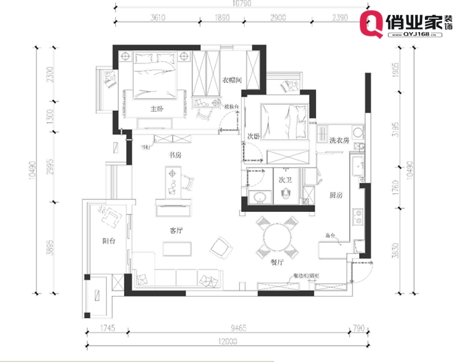 重庆俏业家装饰|保利高尔夫·华庭装修设计户型规划图