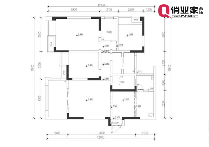 重庆俏业家装饰|晋愉盛世融城装修设计原始户型图