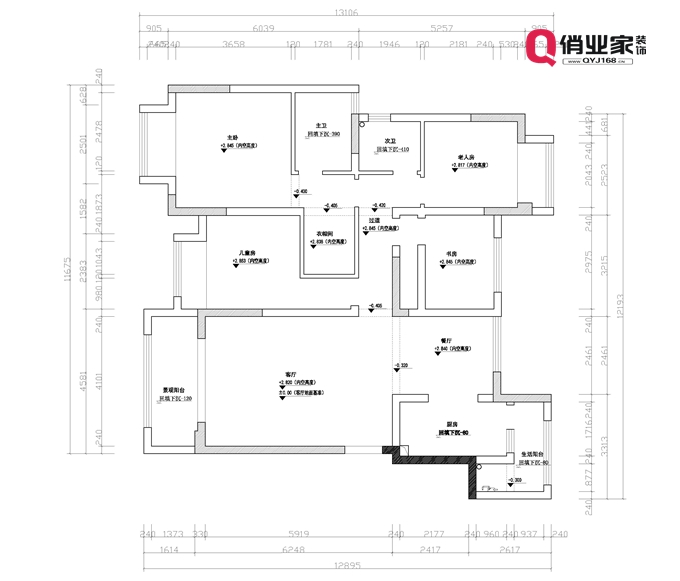 重庆俏业家装饰|保利山庄海棠原始户型图