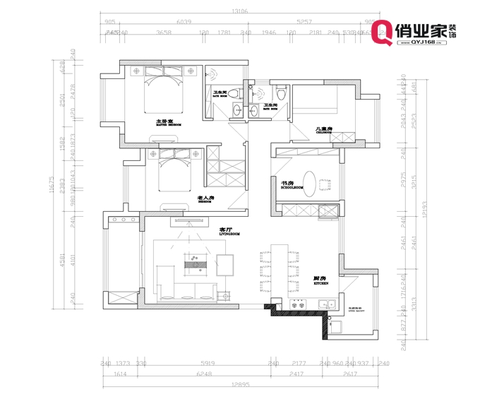 重庆俏业家装饰|保利山庄海棠户型规划图