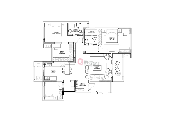 重庆约克郡4室户型装修设计图